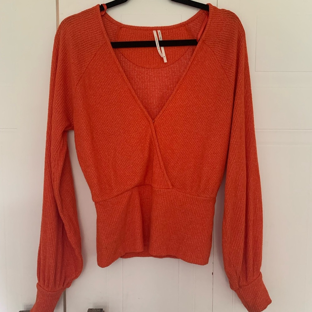 Anthropologie Vibrant Orange Knit Top